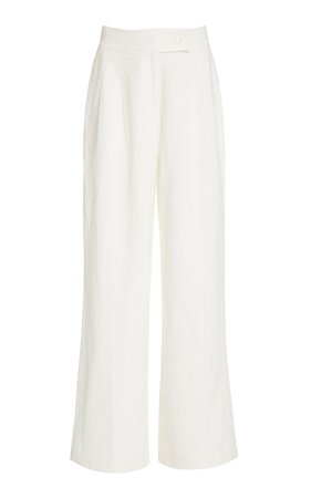 Solace Pleated Cotton-Linen Wide-Leg Pants by Posse | Moda Operandi