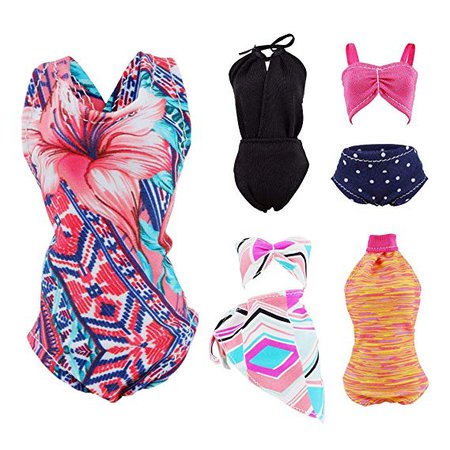 Amazon.com: E-TING 5 Sets Beach Bikini Swimsuit Bathing Doll Clothes One-Piece Swimwear for 11.5 Inch Girl Dolls (Style#C): Toys & Games