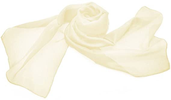 Plain 100% Genuine Silk Scarf Shawl, 25 x 135cm (10 x 53"), Ivory: Amazon.co.uk: Clothing