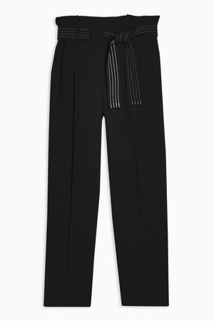 TALL Black Stitch Belt Peg Trousers | Topshop black