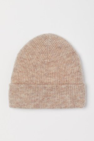 Ribbed hat made of a wool blend - Beige heather - Ladies | H&M DE