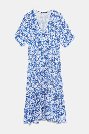 FLORAL PRINT DRESS - NEW IN-WOMAN-NEW COLLECTION | ZARA United States blue