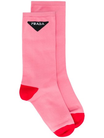 Pink Prada jacquard-logo ankle socks 66474S2021XOM - Farfetch