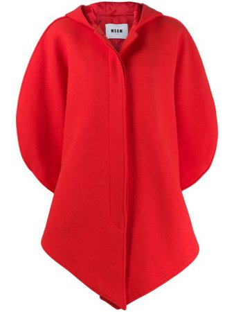 Shop red MSGM asymmetric hooded coat with Express Delivery - Farfetch