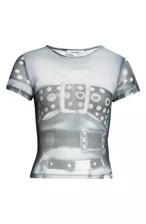 Miaou Print Sheer Mesh Mini T-Shirt | Nordstrom