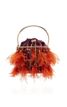 Gea Feather Accented Brass Bag