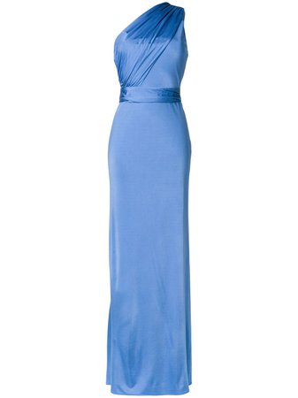 Lanvin Blue One-Shoulder Satin Gown