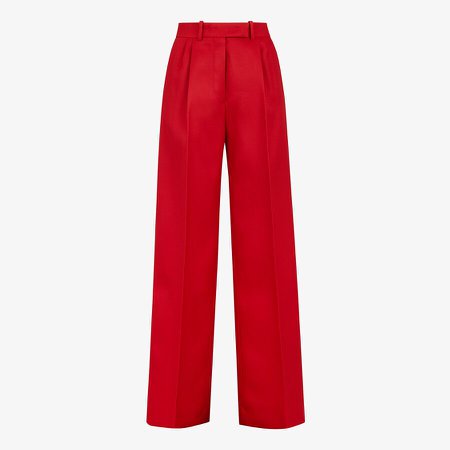 Red silk and wool trousers - TROUSERS | Fendi