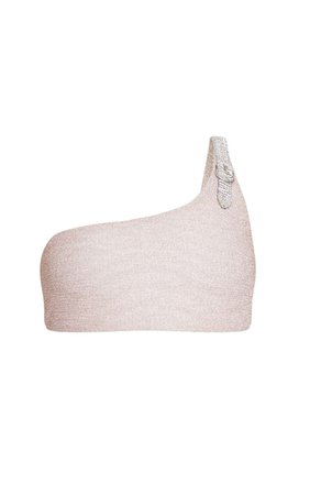 Pink Diamante Belt Asymmetric Bikini Top | PrettyLittleThing USA