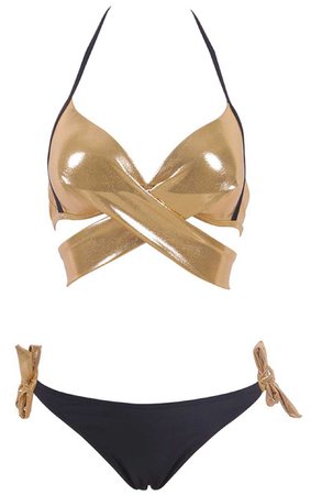 black and gold swimsuit