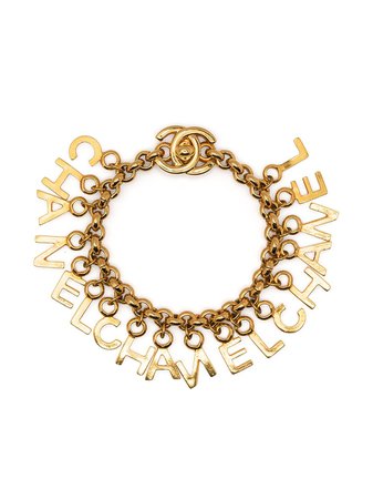 Chanel Pre-Owned 1996 CC logo lettering bracelet - FARFETCH