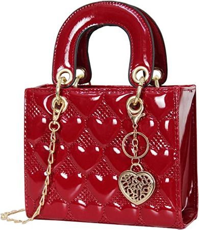 Amazon.com: Qiayime Purses and Handbags for Women Fashion Ladies Shiny Patent PU Leather Top Handle Satchel Shoulder Totes Crossbody Bags (Small wine red) : Clothing, Shoes & Jewelry