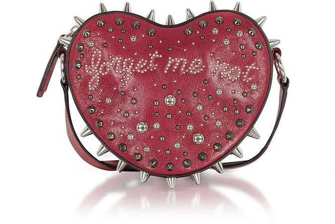 RED Valentino Scarlet Red Forget Me Not Heart Studded Crossbody Bag at FORZIERI