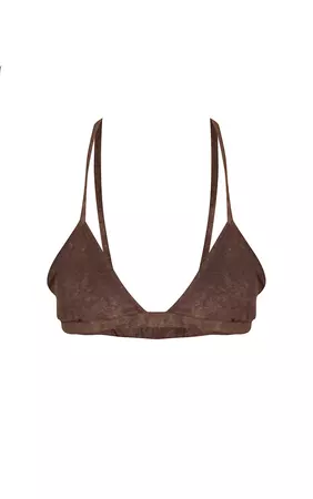 Brown Towelling Bikini Top | Swimwear | PrettyLittleThing CA