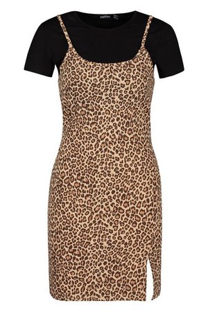 Leopard Cami T-shirt Slip Dress | boohoo