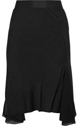 Crepe De Chine-paneled Jersey Skirt