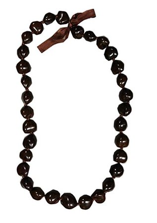 Hawaiian Necklace Brown Kukui Nut Lei