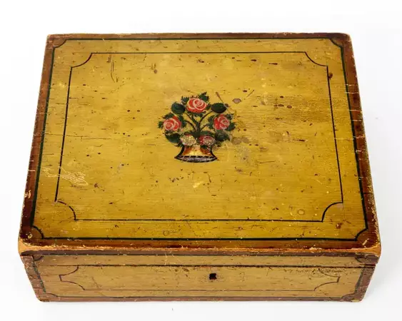 Mustard Yellow Painted American Trinket Box For Sale at 1stDibs | yellow decorative box