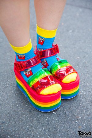 Rainbow Watermelon Platform Jelly Shoes