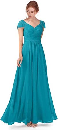 Amazon.com: WHZZ Women's Lace V Neck Prom Dress Long Chiffon Bridesmaid Dresses Formal Evening Gowns : Clothing, Shoes & Jewelry