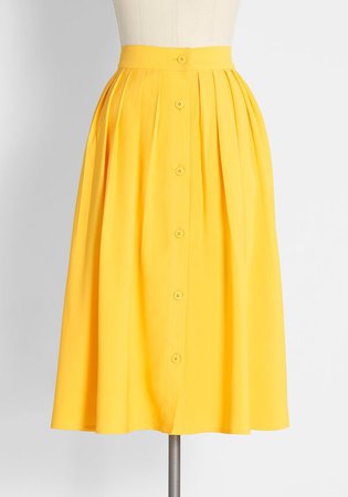 A Darling Disruption Pleated Swing Skirt Yellow | ModCloth