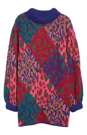 FARM Rio Mixed Leopard Pop Long Sleeve Sweater Dress | Nordstrom