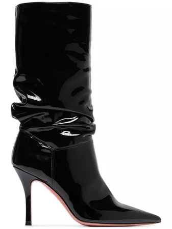 645£ Amina Muaddi Ida 95 Patent Leather Ankle Boots - Buy Online - Luxury Brands, Fast Delivery