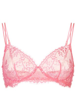 Exotique Fluorescent Pink Non-wired Leavers Lace Bra