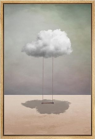 Amazon.com: IDEA4WALL Framed Canvas Print Wall Art Surreal Pastel Cloud Swing Landscape Fantasy & Sci-Fi Abstract Illustrations Modern Art Bohemian Scenic for Living Room, Bedroom, Office - 16"x24" Natural: Posters & Prints