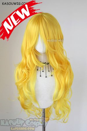 L-3 / sp35 bright yellow blonde long layers loose waves cosplay wig . heat-resistant fiber