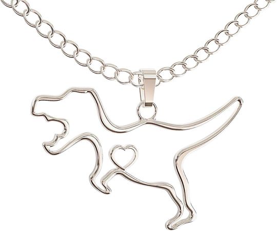 Amazon.com: Happy Kisses Dinosaur T-Rex Necklace - Cute Pendant Gift - Sweet and Funny Message Card (Silver): Clothing, Shoes & Jewelry
