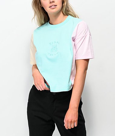 Teddy Fresh Pastel Colorblock Teddy Crop T-Shirt | Zumiez