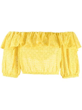 P.A.R.O.S.H. broderie-anglaise Ruffled Crop Top - Farfetch
