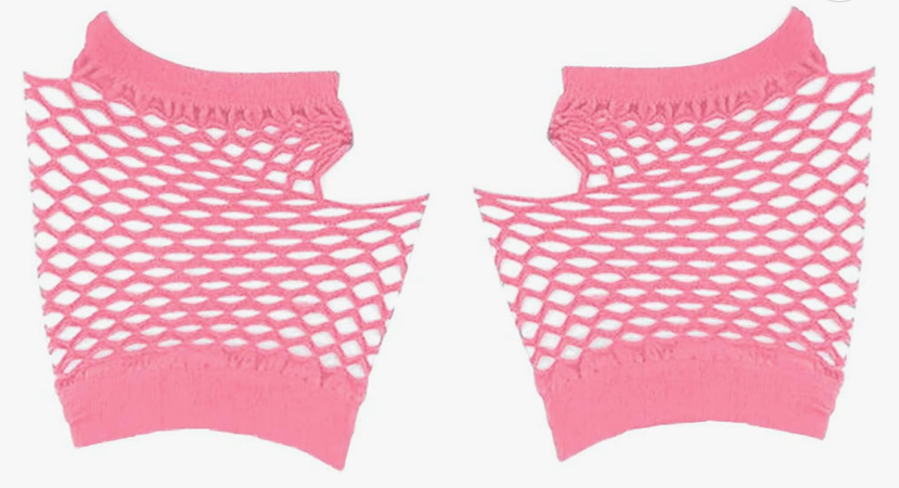 Pink mesh fingerless gloves