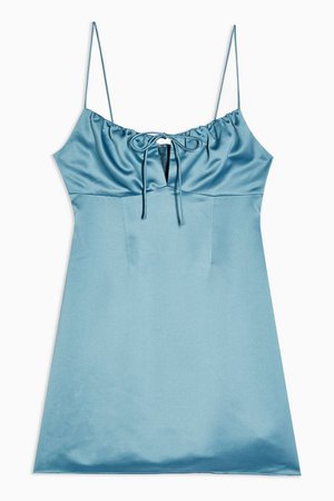 PETITE Powder Blue Gathered Bust Slip Dress | Topshop