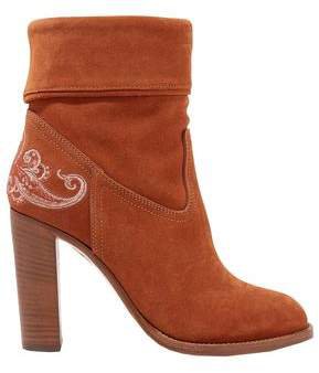 Embroidered Suede Ankle Boots