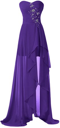Amazon.com: Laceshe High Low Strapless Chiffon Bridesmaid Evening Dresses Prom Gowns Long Size 4- Purple: Clothing