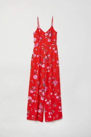 Patterned Jumpsuit - Red
