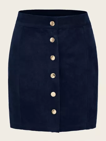 Suede Button Front Mini Skirt | SHEIN USA