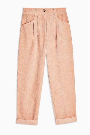 Pink Casual Corduroy Tapered Trousers | Topshop
