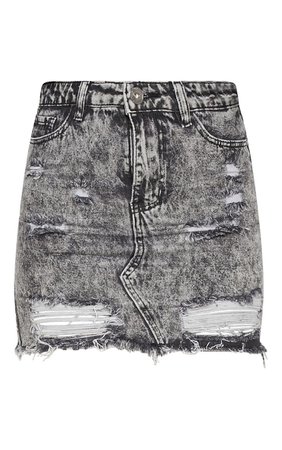 Acid Wash Distressed Denim Mini Skirt | Denim | PrettyLittleThing