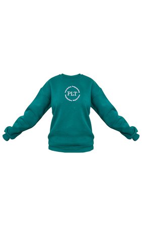 Prettylittlething Emerald Circle Logo Sweatshirt | PrettyLittleThing USA