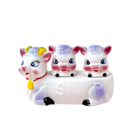 1950s Purple Cow Caddy Salt and Pepper Shaker Set //  HeartIsWithVintage