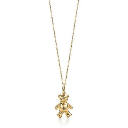 Gold Teddy Bear Charm Necklace