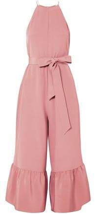 Cropped Ruffle-trimmed Silk Crepe De Chine Jumpsuit