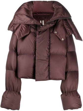 Shop brown Rick Owens cropped puffer jacket with Express Delivery - Farfetch