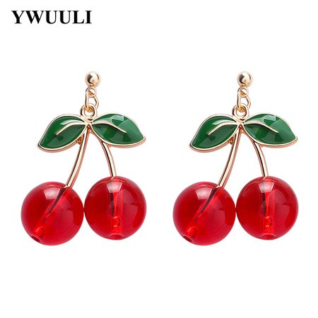 Korean Style Cute Cherry Earrings For Women Fashion Stylish Sweet Small Fruit Stud Earrings Jewelry 2018 Vintage Brincos XE661-in Stud Earrings from Jewelry & Accessories on AliExpress