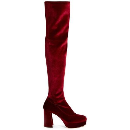 red velvet thigh high boots