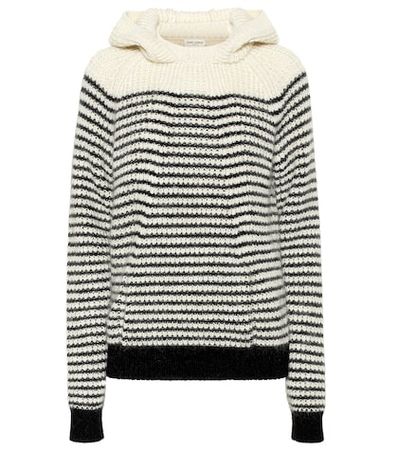Striped wool-blend hoodie