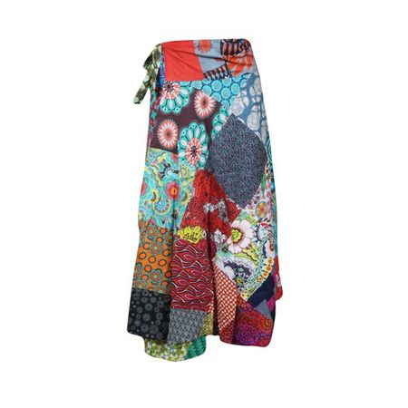 Womens Cotton Wrap Skirt, Patchwork Blue Red Floral Print Beach Cover Up, Resort Wear Sarong, Summer Short Wrap Around Skirts One size - Walmart.com